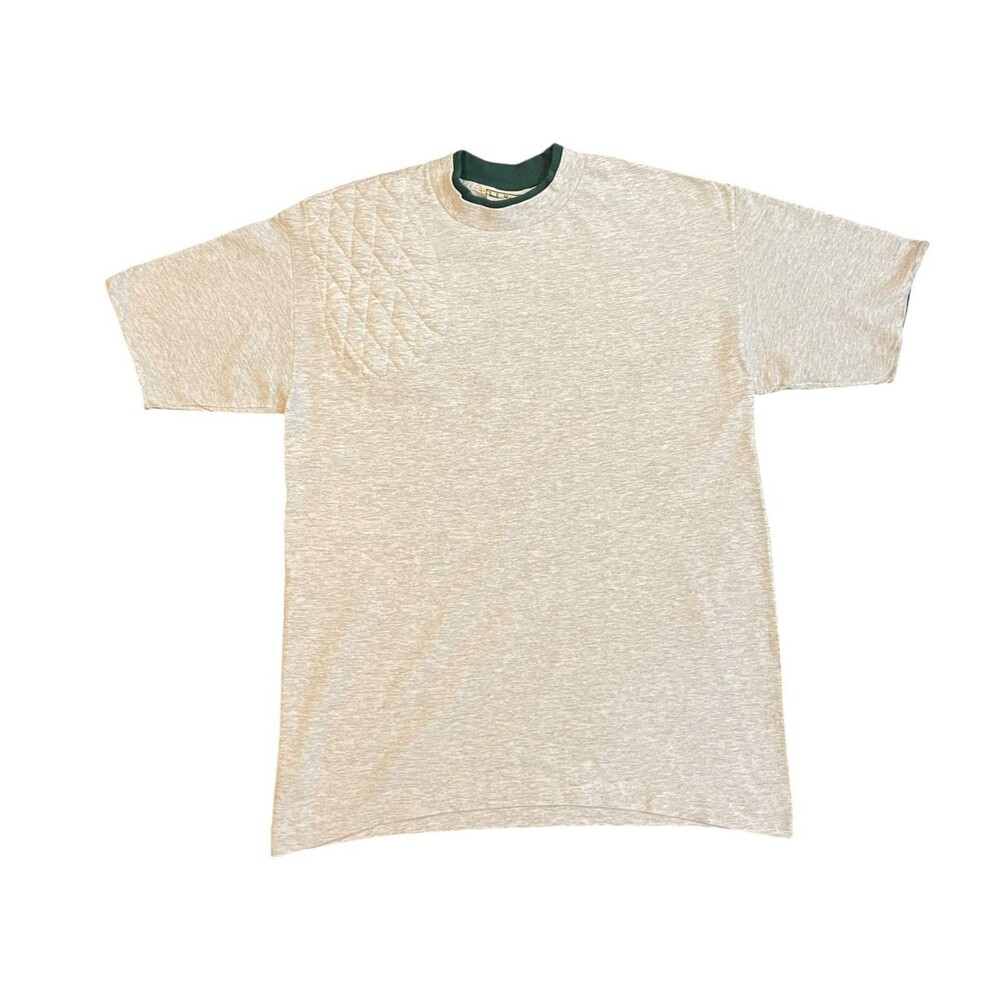 Vintage 80s L.L. Bean Quilted Shooting Pad Grey T Shirt Men’s Medium Made In USA
